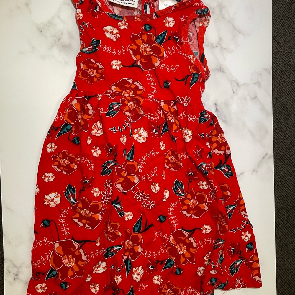 Red floral toddler dress